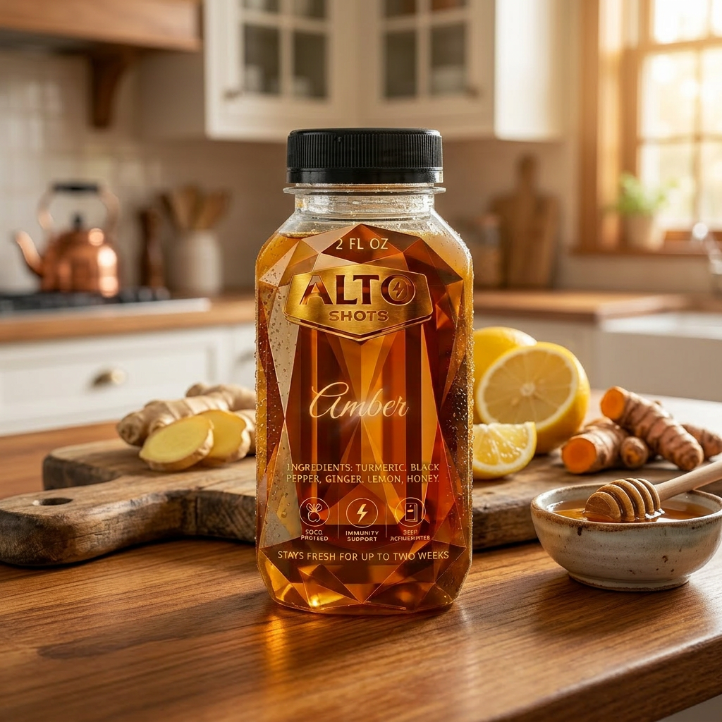 Alto Shots Amber โ Turmeric, Black Pepper, Ginger, Lemon, Honey