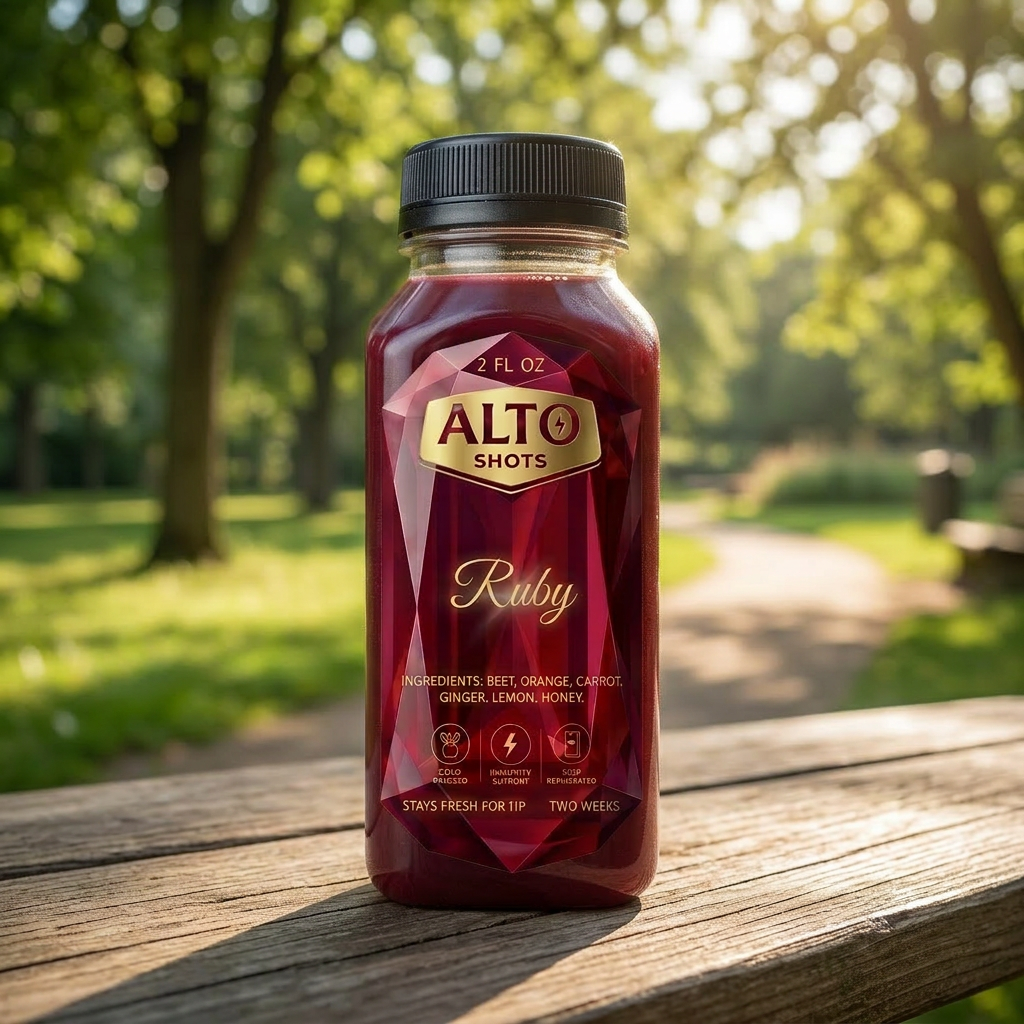 Alto Shots Ruby โ Beet, Orange, Carrot, Ginger, Lemon, Honey